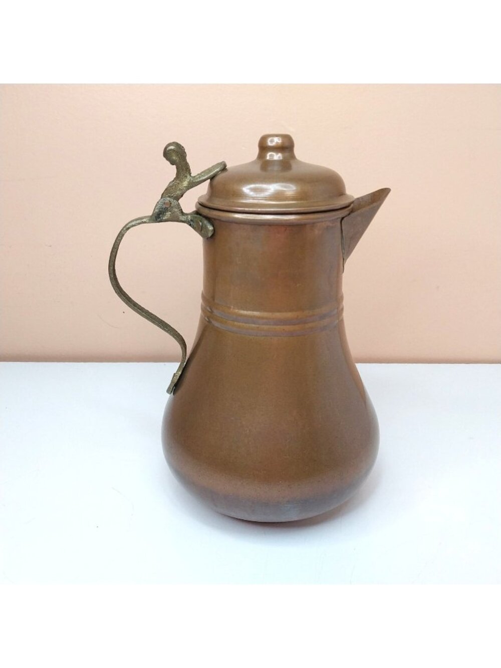 Vintage Turkish Copper Coffee Pot Tea Kettle Made In Türkiye Rustic